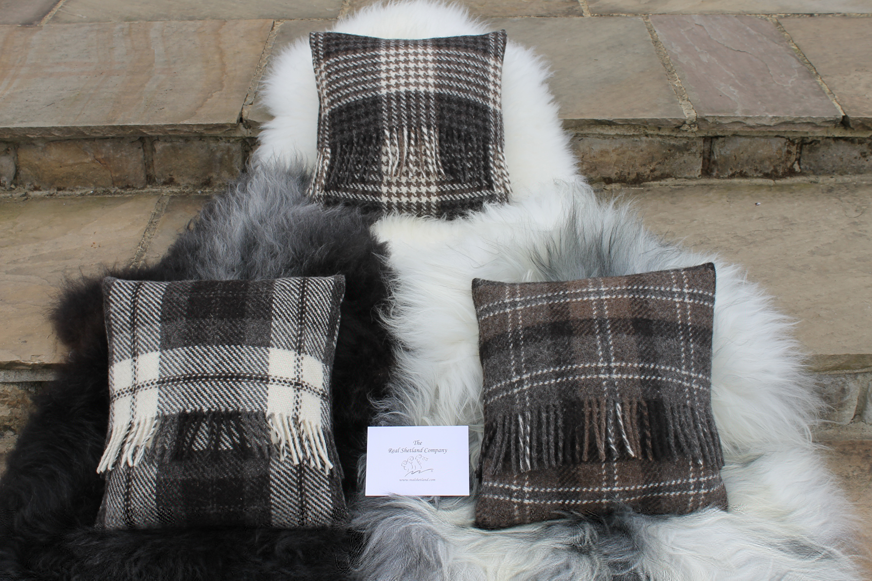 Real Shetland cushions on Shetland sheep skins